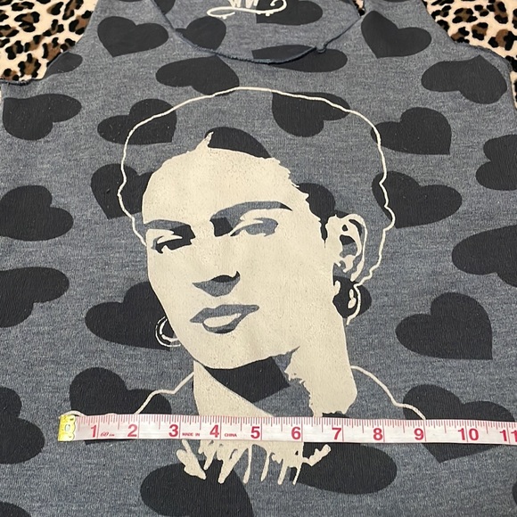 FRIDA KAHLO Tank Top Stretch Heart Grey Large Handmade Heart Mexican Latinx LA - Picture 11 of 13